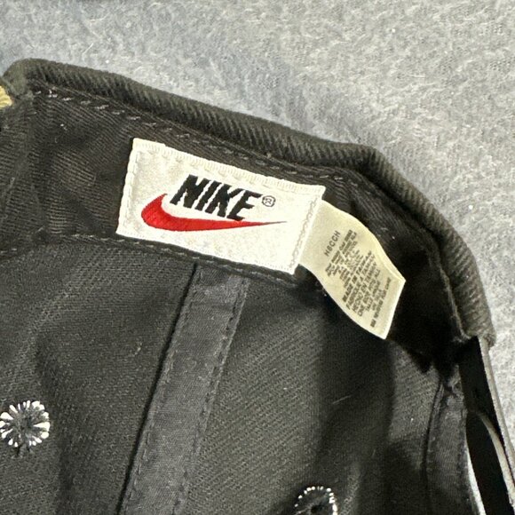 Vintage 90s Nike Swoosh Black Baseball Hat Made in Taiwan Adjustable Cap Y2K - Picture 9 of 13